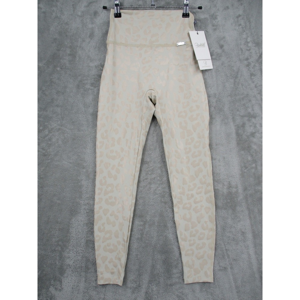 Bombshell Sportswear Leggings Womens Medium Leopard Shine Gym Athletic Beige New